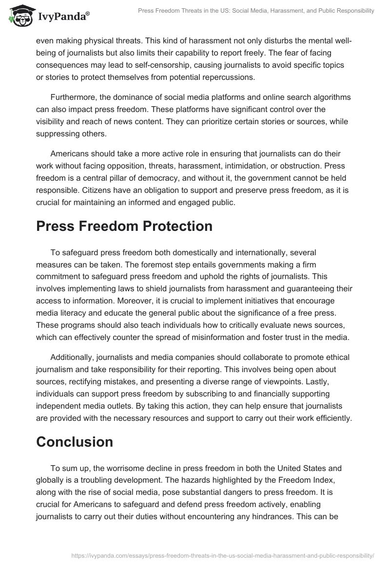 Press Freedom Threats in the US: Social Media, Harassment, and Public Responsibility. Page 2