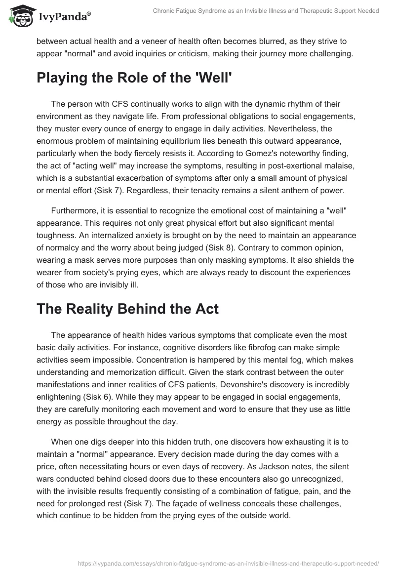 Chronic Fatigue Syndrome as an Invisible Illness and Therapeutic Support Needed. Page 2