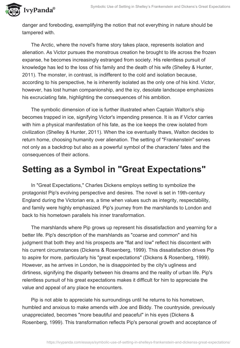 Symbolic Use of Setting in Shelley’s Frankenstein and Dickens’s Great Expectations. Page 2
