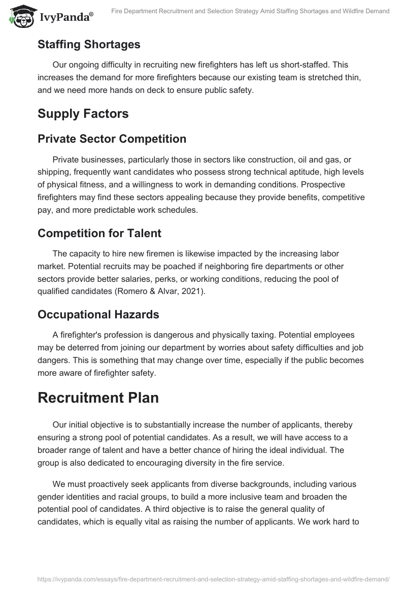 Fire Department Recruitment and Selection Strategy Amid Staffing Shortages and Wildfire Demand. Page 2