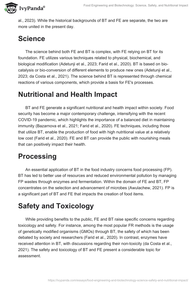 Food Engineering and Biotechnology: Science, Safety, and Nutritional Impact. Page 2