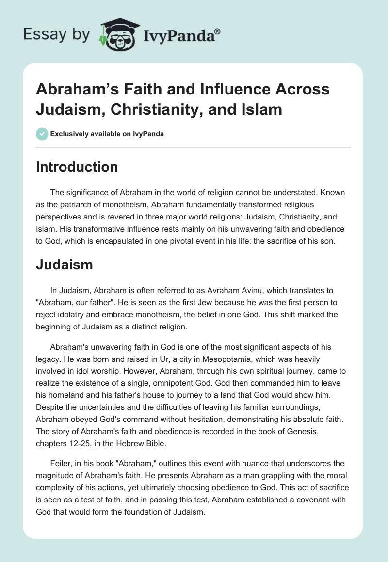 Abraham’s Faith and Influence Across Judaism, Christianity, and Islam. Page 1