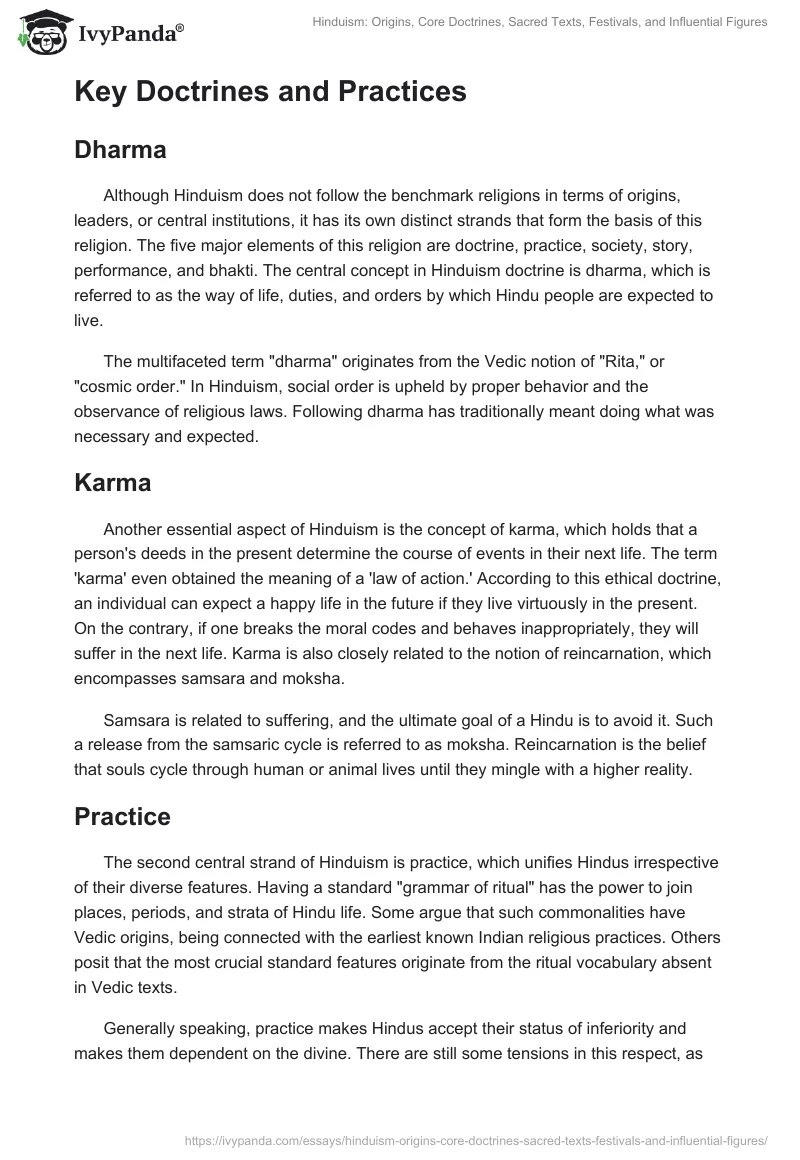 Hinduism: Origins, Core Doctrines, Sacred Texts, Festivals, and Influential Figures. Page 2