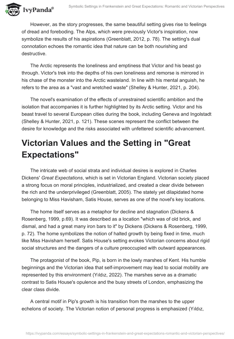 Symbolic Settings in Frankenstein and Great Expectations: Romantic and Victorian Perspectives. Page 2