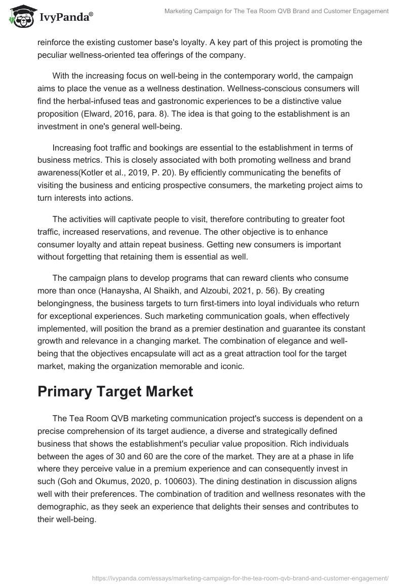 Marketing Campaign for The Tea Room QVB Brand and Customer Engagement. Page 2