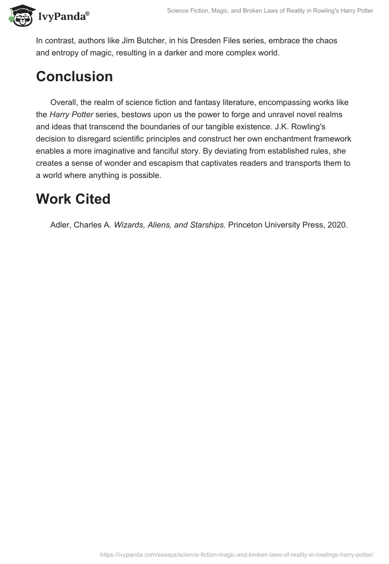 Science Fiction, Magic, and Broken Laws of Reality in Rowling's Harry Potter. Page 2