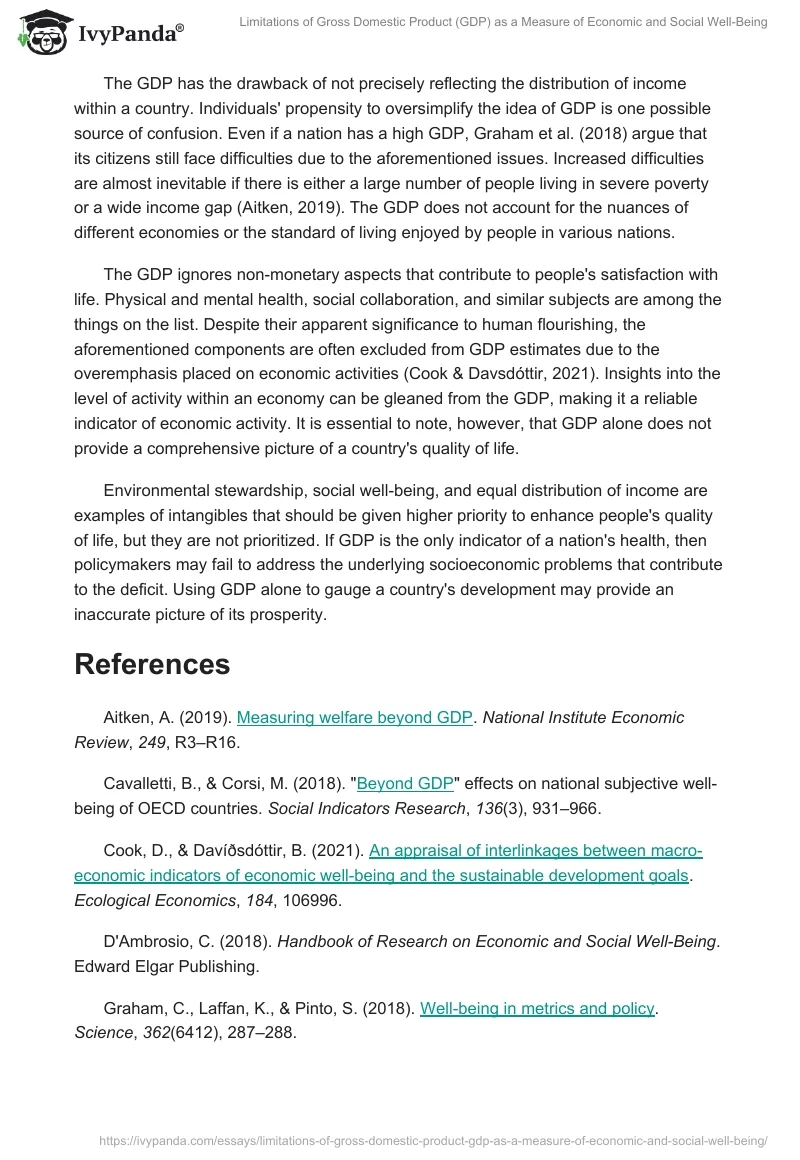 Limitations of Gross Domestic Product (GDP) as a Measure of Economic and Social Well-Being. Page 2