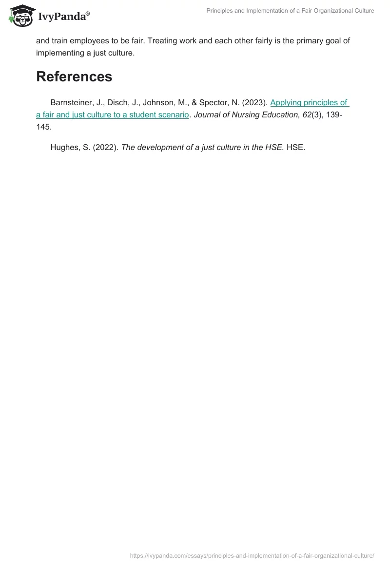 Principles and Implementation of a Fair Organizational Culture. Page 2