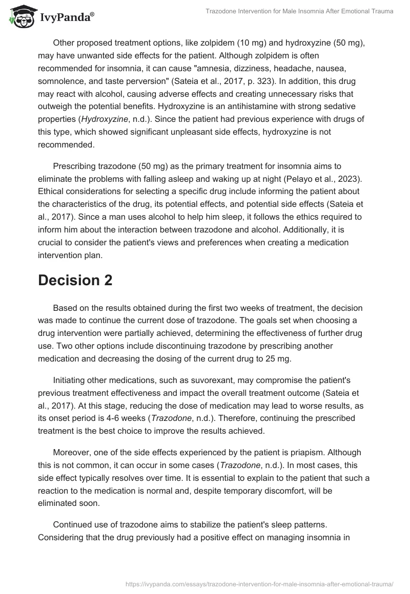 Trazodone Intervention for Male Insomnia After Emotional Trauma. Page 2