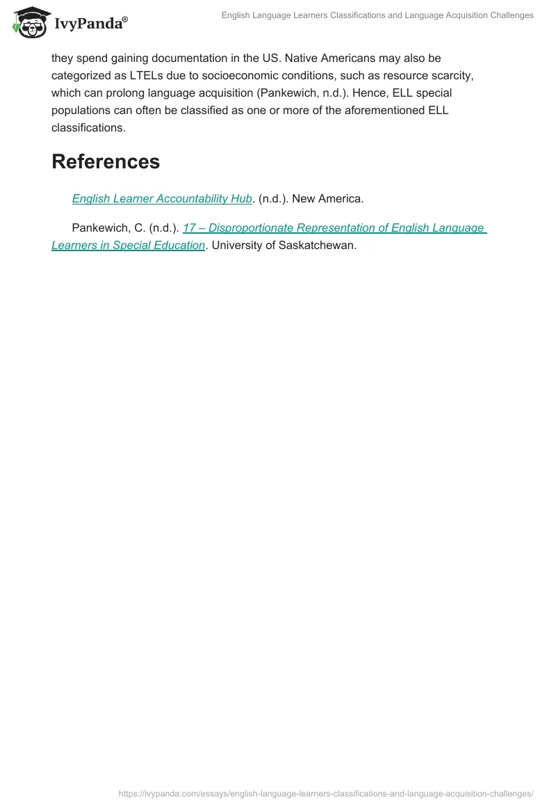 English Language Learners Classifications and Language Acquisition Challenges. Page 2