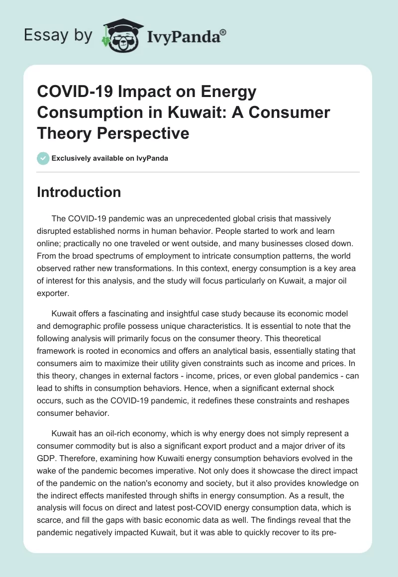 COVID-19 Impact on Energy Consumption in Kuwait: A Consumer Theory Perspective. Page 1