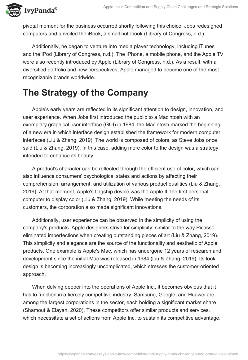 Apple Inc.'s Competition and Supply Chain Challenges and Strategic Solutions. Page 2