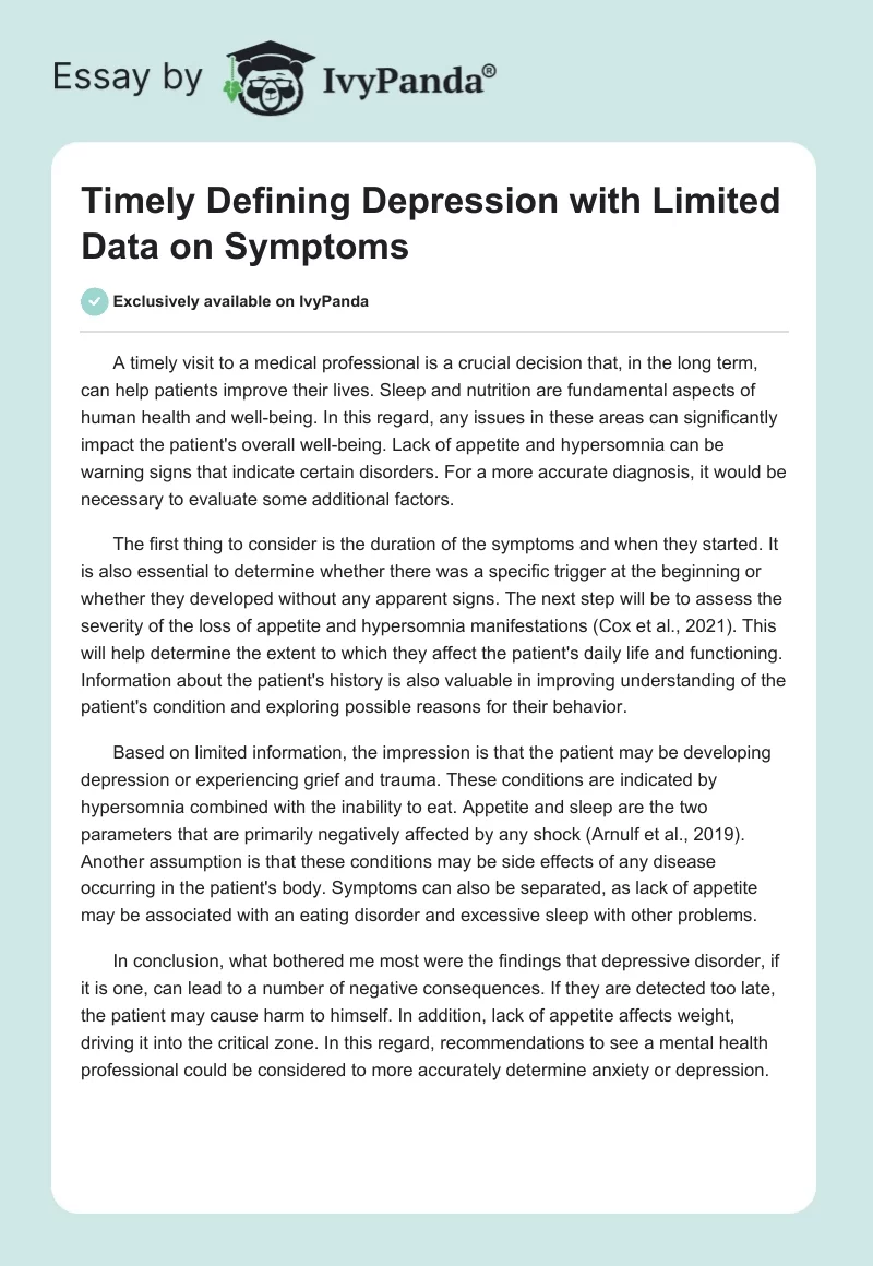 Timely Defining Depression with Limited Data on Symptoms. Page 1