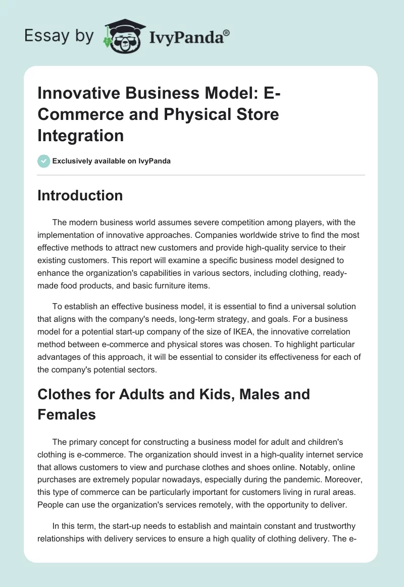 Innovative Business Model: E-Commerce and Physical Store Integration. Page 1