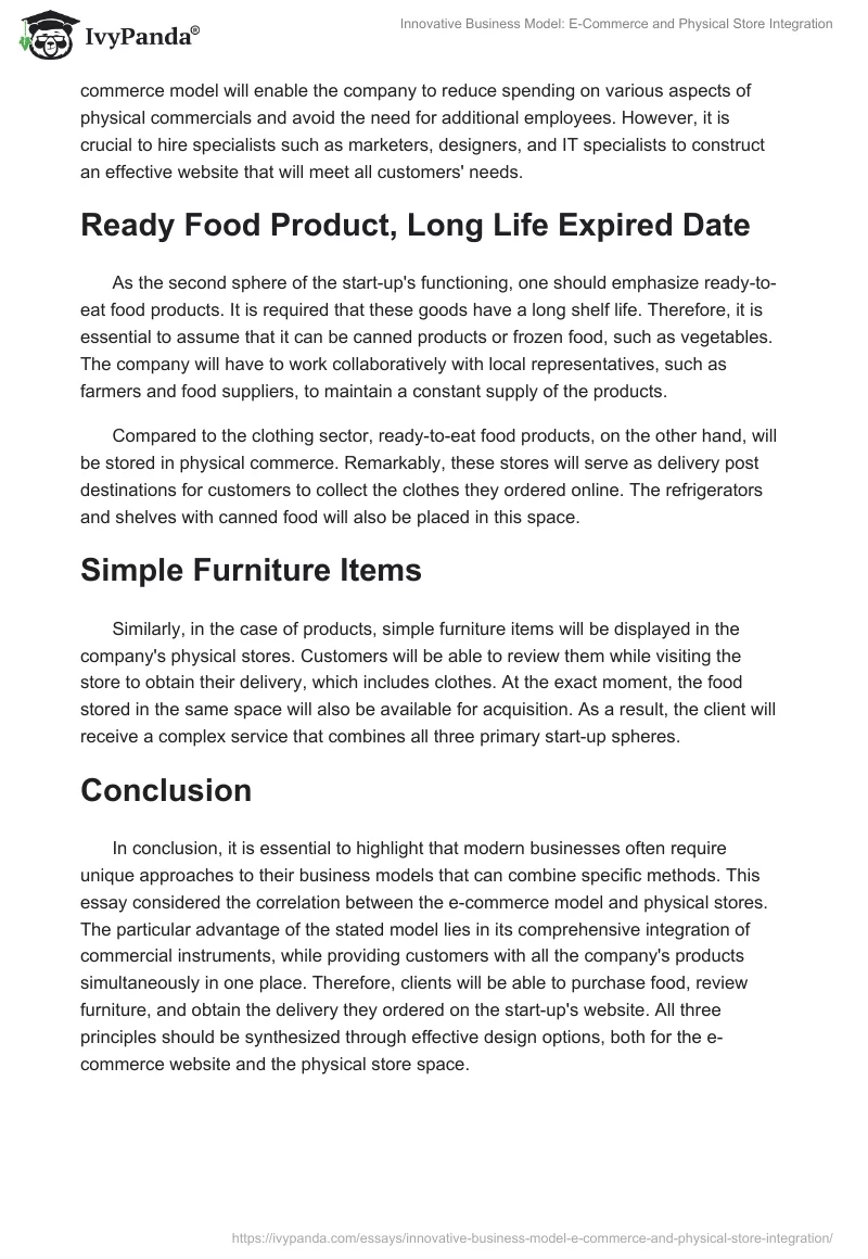 Innovative Business Model: E-Commerce and Physical Store Integration. Page 2
