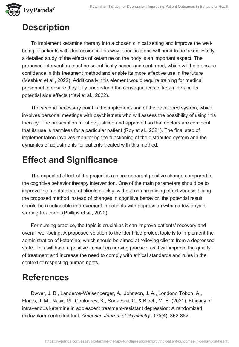 Ketamine Therapy for Depression: Improving Patient Outcomes in Behavioral Health. Page 2