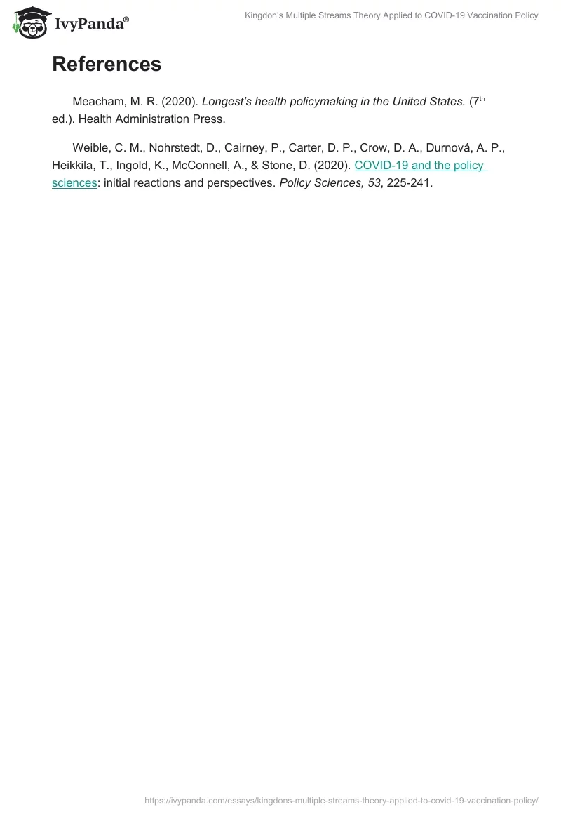 Kingdon’s Multiple Streams Theory Applied to COVID-19 Vaccination Policy. Page 2