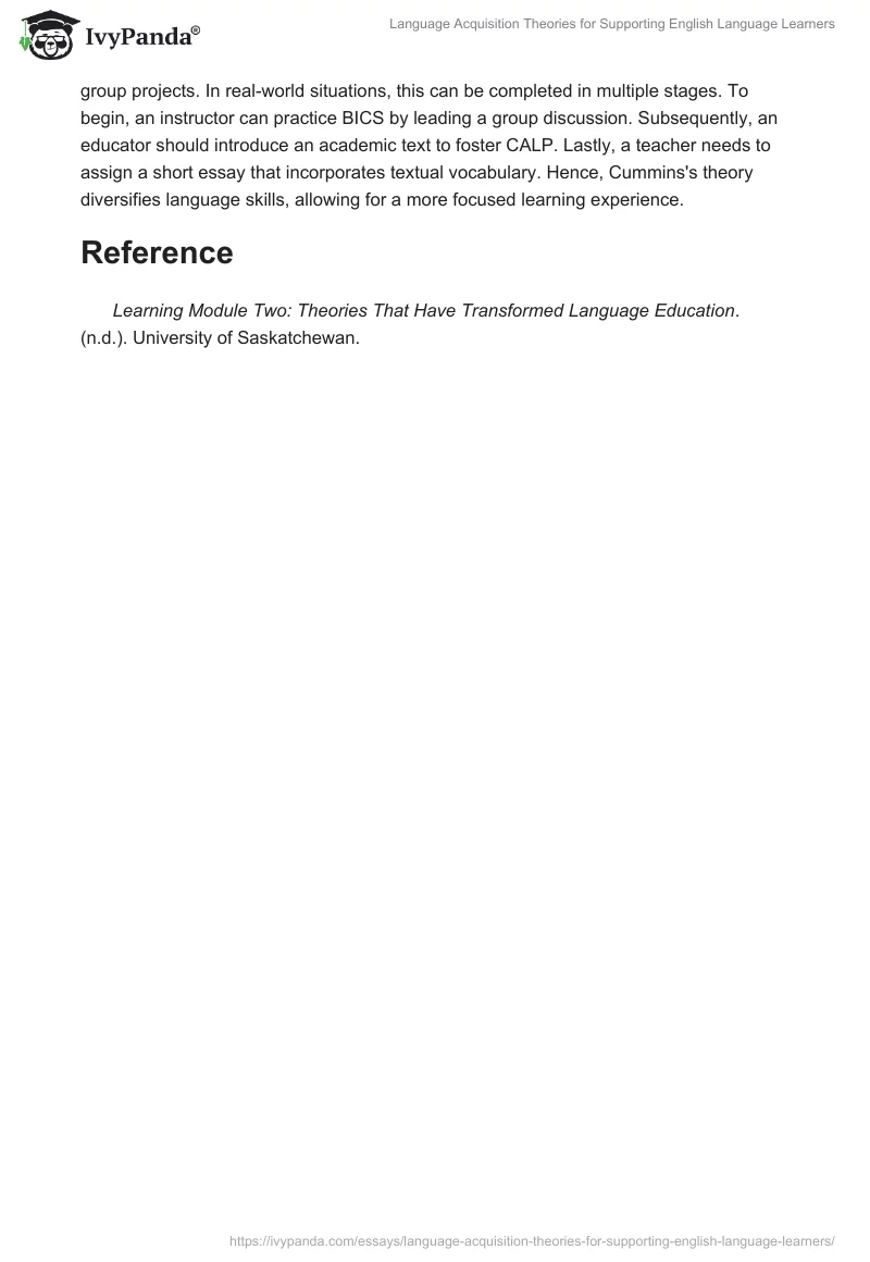 Language Acquisition Theories for Supporting English Language Learners. Page 2