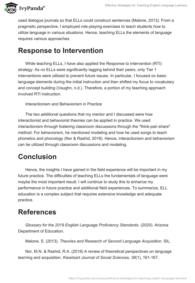 Effective Strategies for Teaching English Language Learners. Page 2