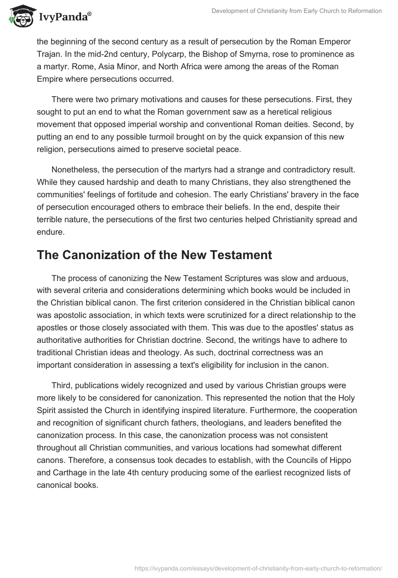 Development of Christianity from Early Church to Reformation. Page 2