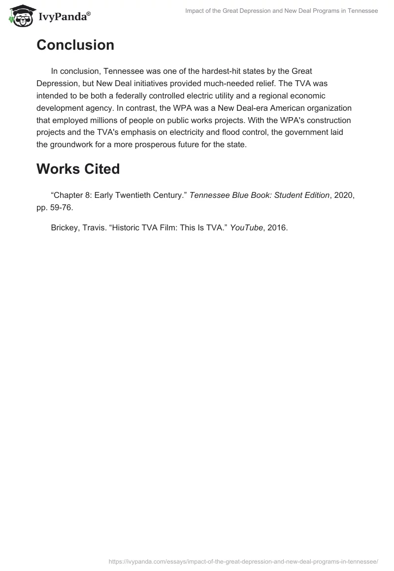 Impact of the Great Depression and New Deal Programs in Tennessee. Page 2