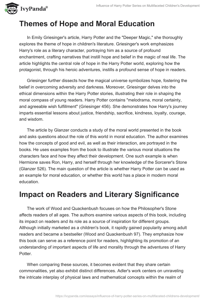 Influence of "Harry Potter" Series on Multifaceted Children's Development. Page 2
