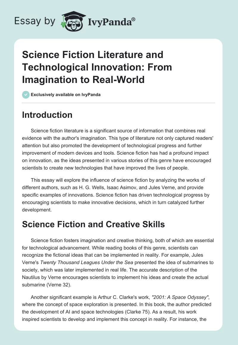 Science Fiction Literature and Technological Innovation: From Imagination to Real-World. Page 1
