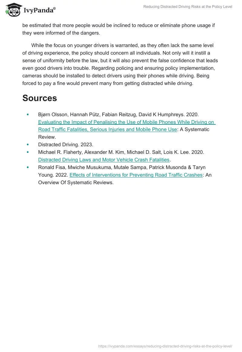 Reducing Distracted Driving Risks at the Policy Level. Page 2