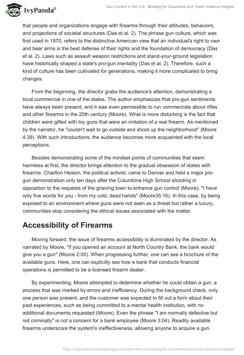 Gun Control in the U.S.: Bowling for Columbine and Youth Violence Insights. Page 2