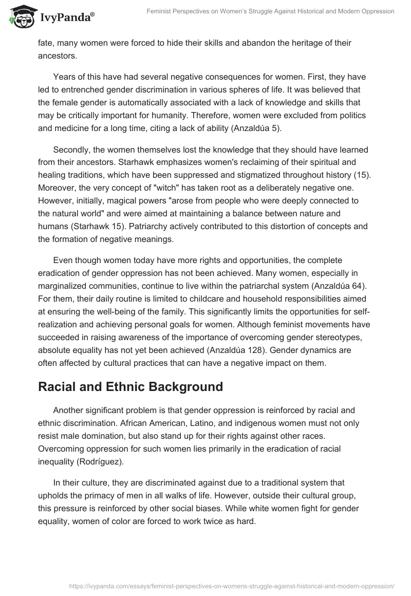Feminist Perspectives on Women’s Struggle Against Historical and Modern Oppression. Page 2