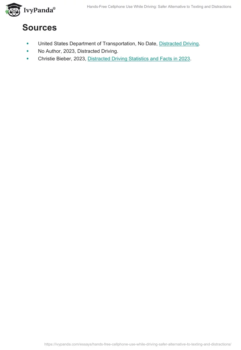 Hands-Free Cellphone Use While Driving: Safer Alternative to Texting and Distractions. Page 2