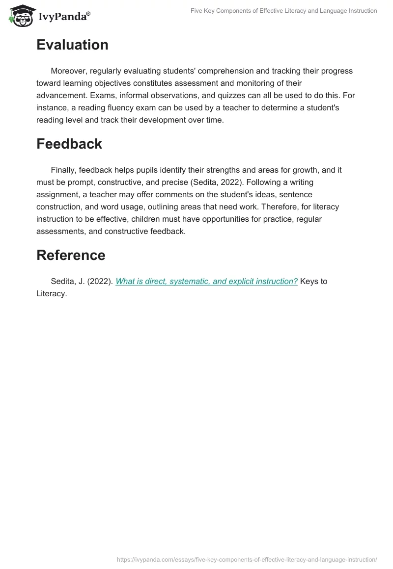 Five Key Components of Effective Literacy and Language Instruction. Page 2