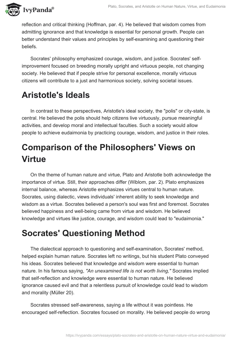 Plato, Socrates, and Aristotle on Human Nature, Virtue, and Eudaimonia. Page 2