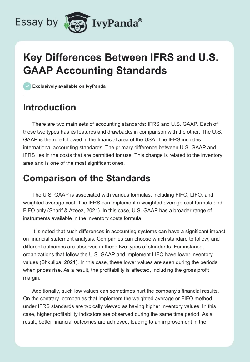 Key Differences Between IFRS and U.S. GAAP Accounting Standards. Page 1