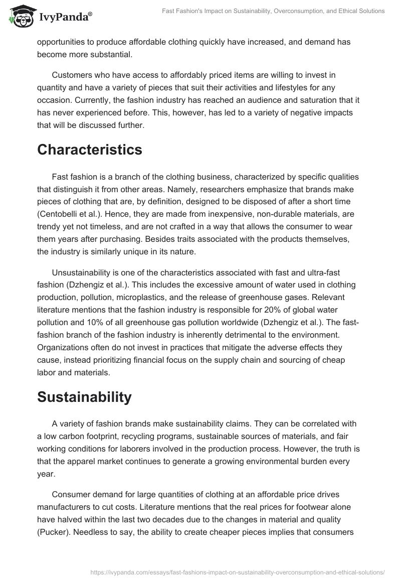 Fast Fashion's Impact on Sustainability, Overconsumption, and Ethical Solutions. Page 2