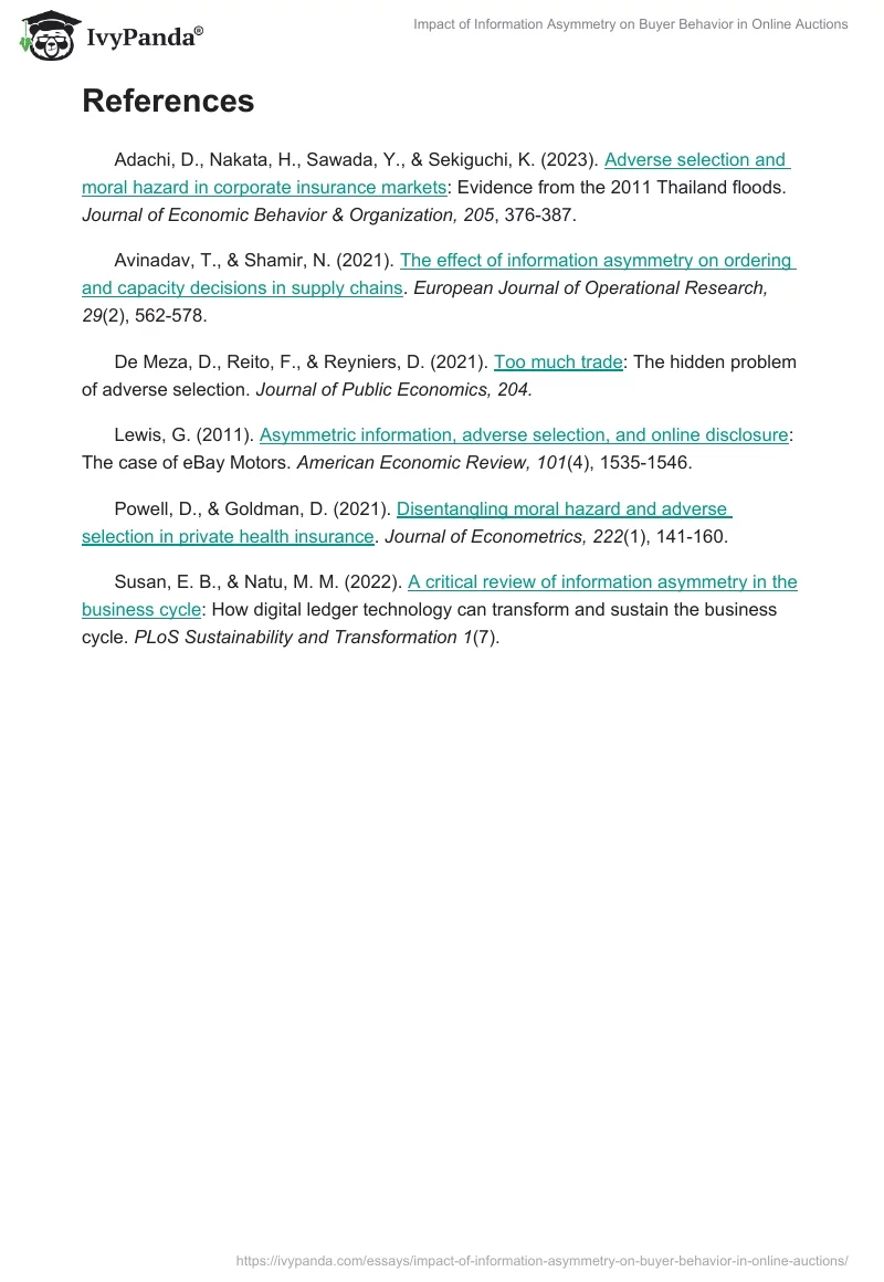 Impact of Information Asymmetry on Buyer Behavior in Online Auctions. Page 2