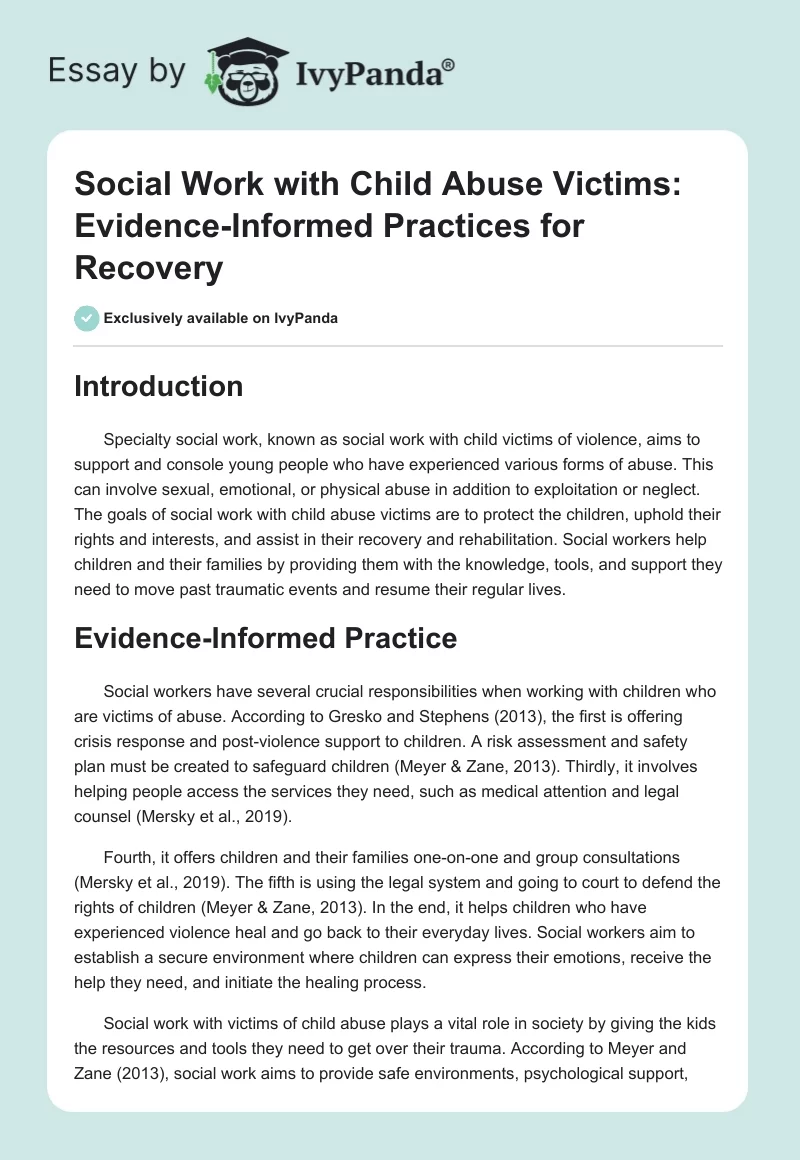Social Work with Child Abuse Victims: Evidence-Informed Practices for Recovery. Page 1