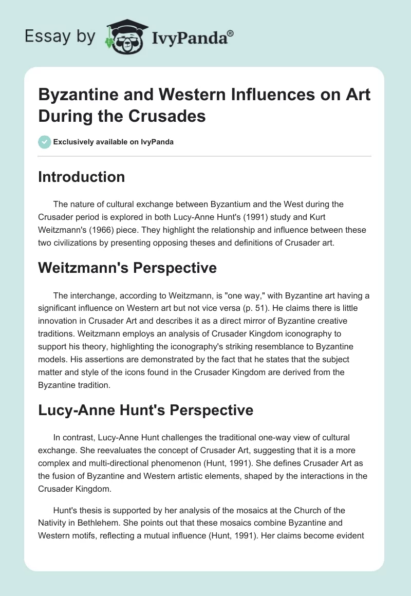Byzantine and Western Influences on Art During the Crusades. Page 1