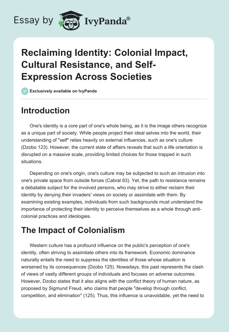 Reclaiming Identity: Colonial Impact, Cultural Resistance, and Self-Expression Across Societies. Page 1
