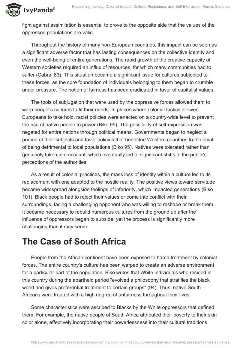 Reclaiming Identity: Colonial Impact, Cultural Resistance, and Self-Expression Across Societies. Page 2