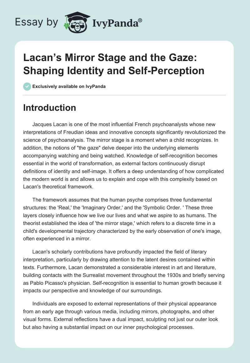 Lacan’s Mirror Stage and the Gaze: Shaping Identity and Self-Perception. Page 1