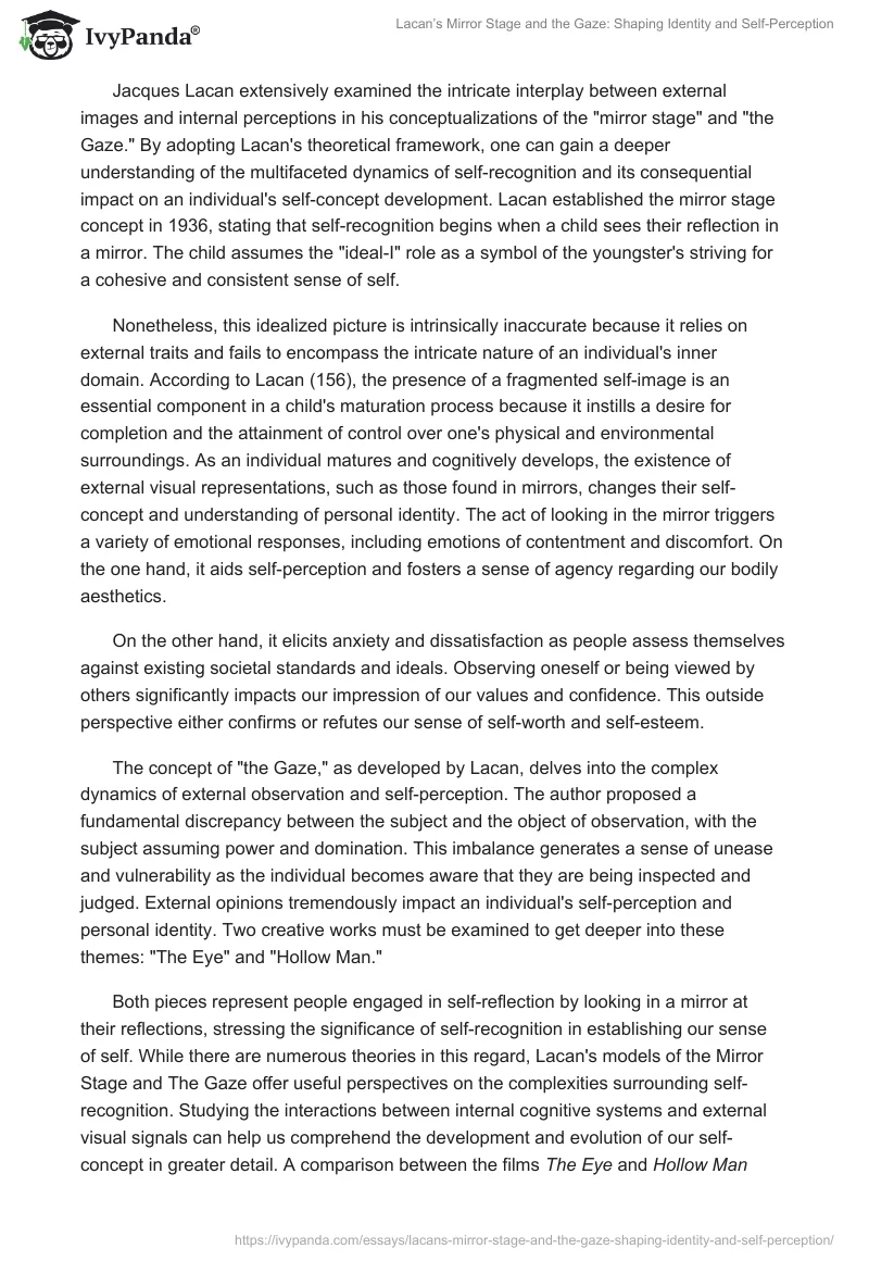 Lacan’s Mirror Stage and the Gaze: Shaping Identity and Self-Perception. Page 2