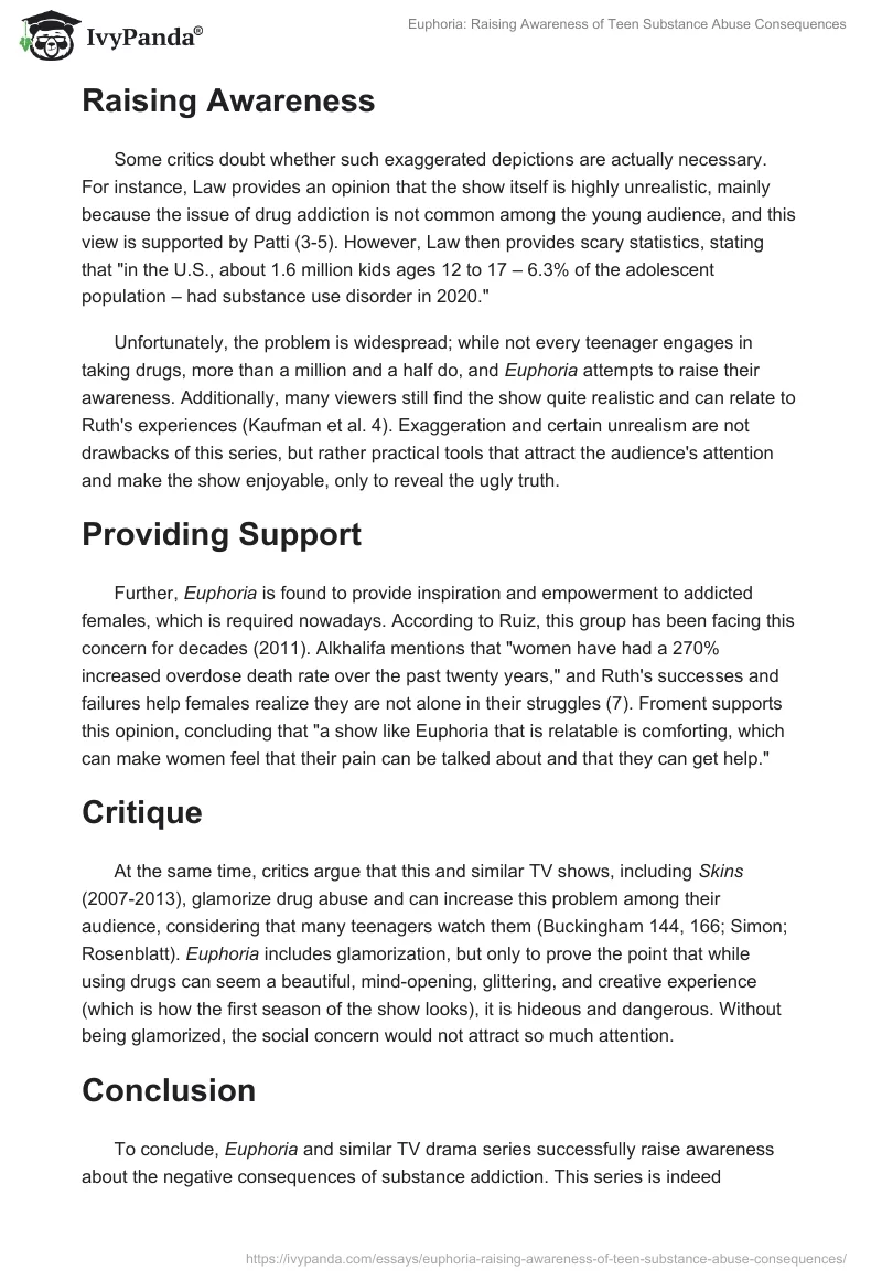 Euphoria: Raising Awareness of Teen Substance Abuse Consequences. Page 2