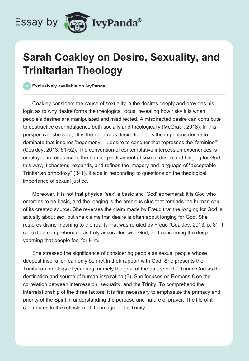 Sarah Coakley on Desire, Sexuality, and Trinitarian Theology. Page 1