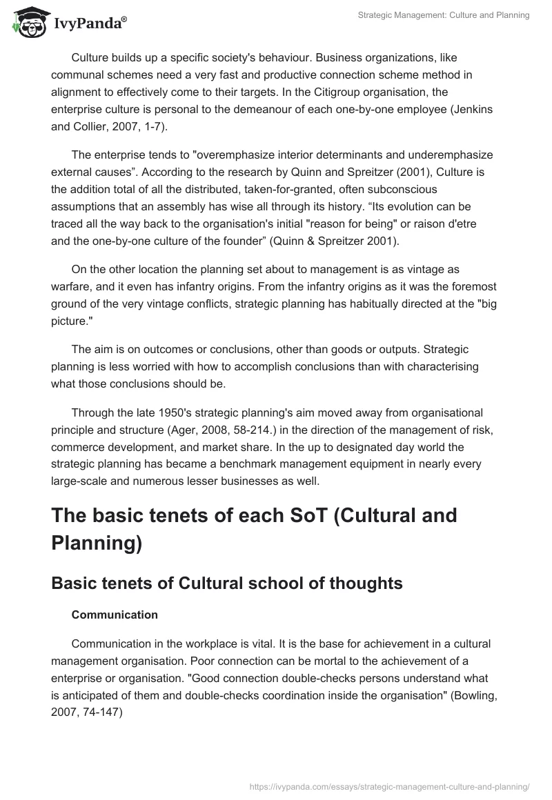 Strategic Management: Culture and Planning. Page 2