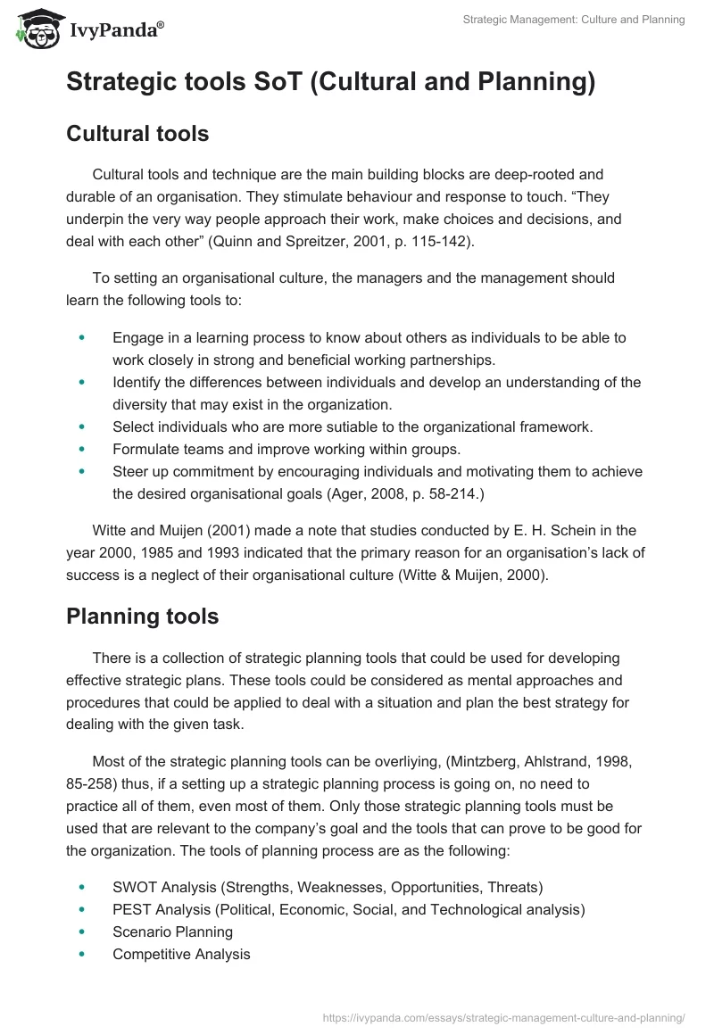 Strategic Management: Culture and Planning. Page 5