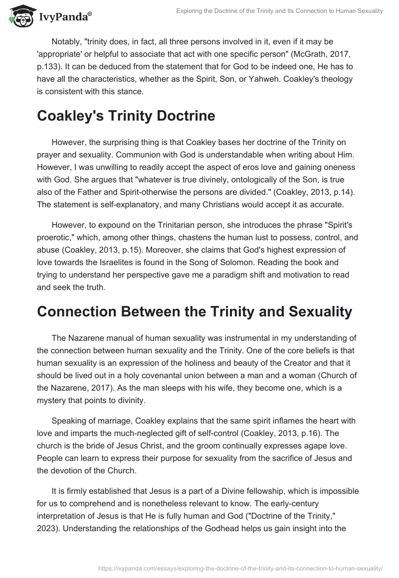 Exploring the Doctrine of the Trinity and Its Connection to Human Sexuality. Page 2