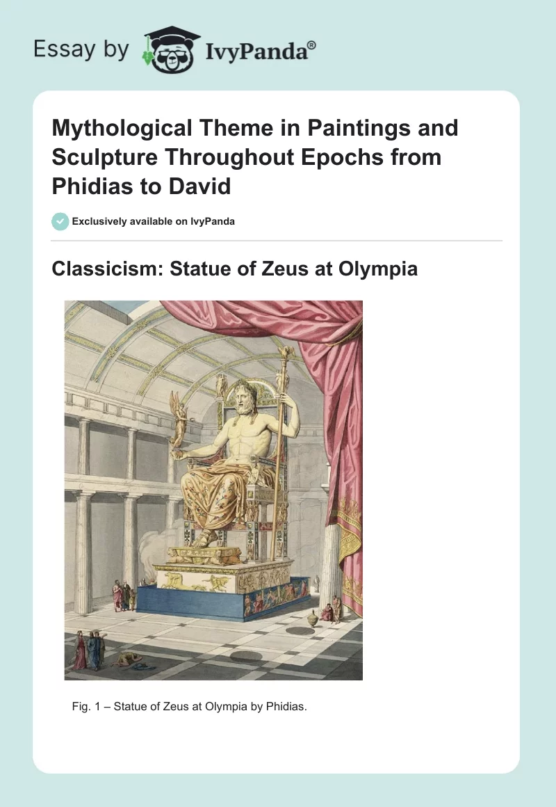 Mythological Theme in Paintings and Sculpture Throughout Epochs from Phidias to David. Page 1