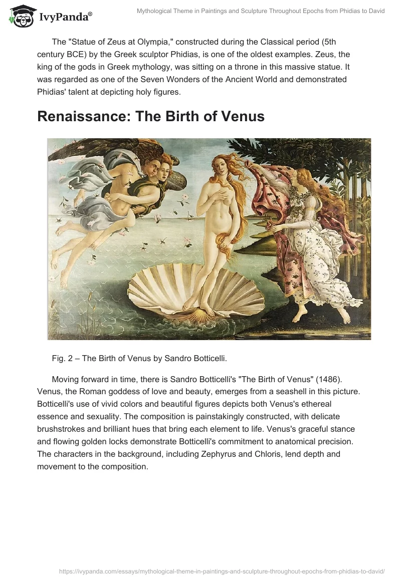 Mythological Theme in Paintings and Sculpture Throughout Epochs from Phidias to David. Page 2