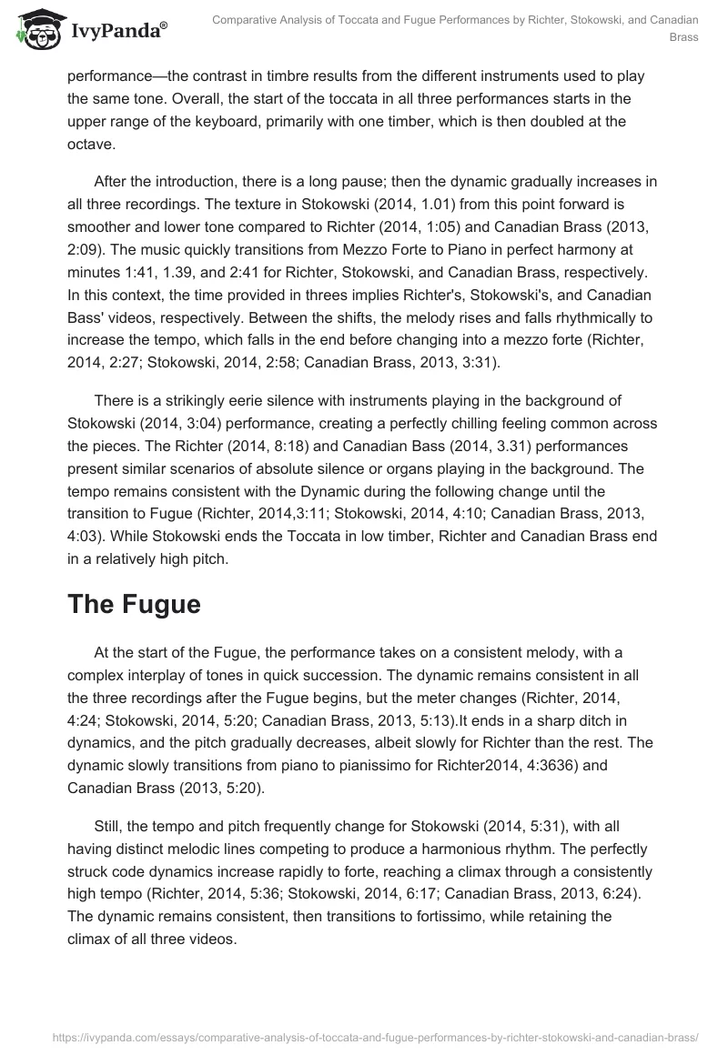 Comparative Analysis of Toccata and Fugue Performances by Richter, Stokowski, and Canadian Brass. Page 2